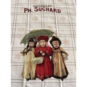 Editions Clouet Chocolat PH. Suchard Tea Towel France 21120-Is-sur-Tille NWOT